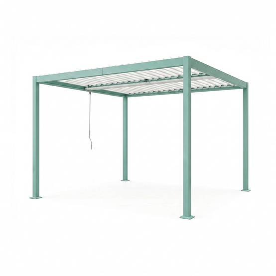 Pergola bioclimatique structure et lames orientables en aluminium vert 3x3m RHODES - Image 1