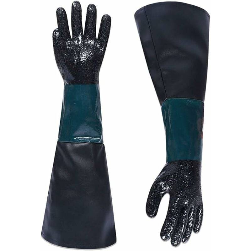 Gants de sablage en caoutchouc Longueur : 60cm abrasif Gants pour salle de sablage Gants de travail pour machine de sablage-Lytech