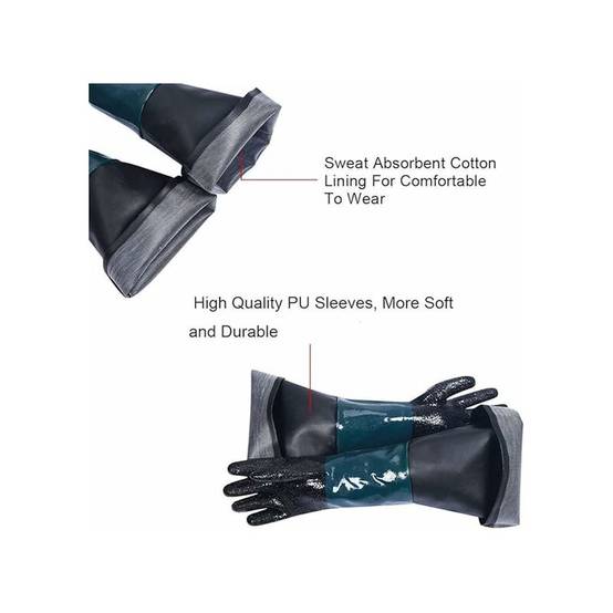 Gants de sablage en caoutchouc Longueur : 60cm abrasif Gants pour salle de sablage Gants de travail pour machine de sablage-Lytech - Image 3