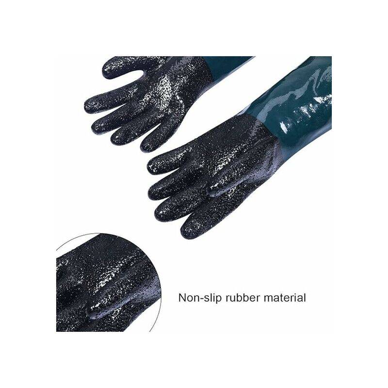 Gants de sablage en caoutchouc Longueur : 60cm abrasif Gants pour salle de sablage Gants de travail pour machine de sablage-Lytech - Image 2