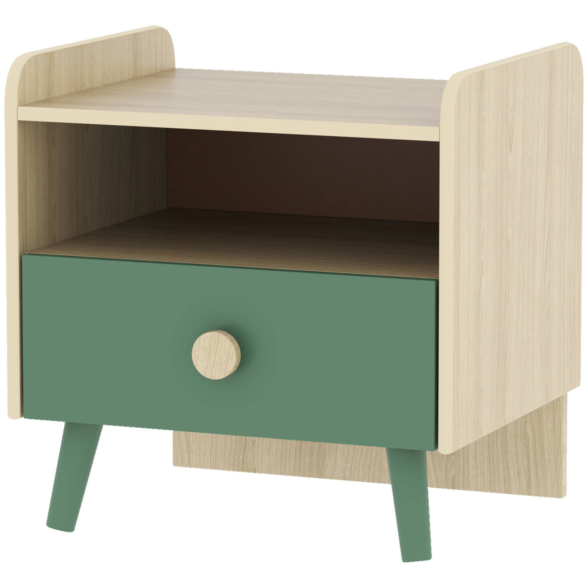 Sans Marque - Table de chevet enfant table de nuit enfant avec tiroir et niche, petite table d'appoint en bois pour chambre d'enfant - Image 2