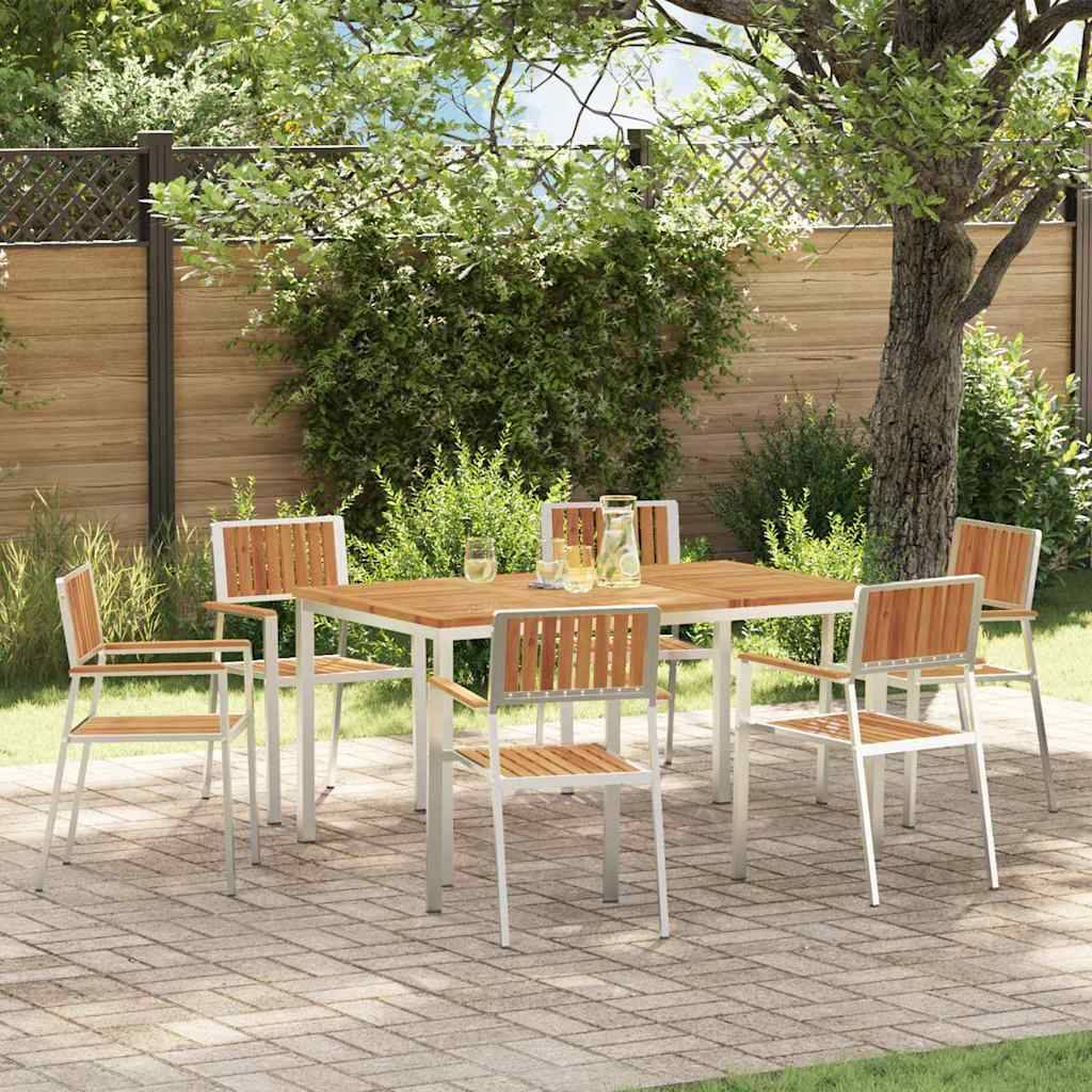 Ensemble repas extérieur 7 pcs Bois d'Acacia Massif Marron 150 x 90 x 75 cm - PANGIVO - Image 1