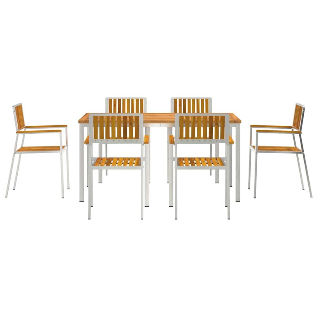 Ensemble repas extérieur 7 pcs Bois d'Acacia Massif Marron 150 x 90 x 75 cm - PANGIVO - Image 7