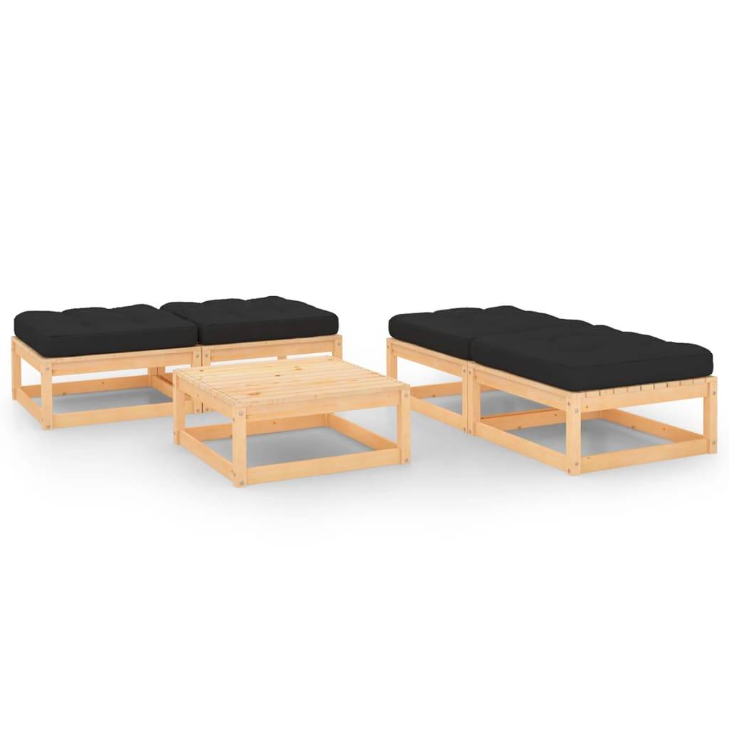 Helloshop26 - Salon de jardin meuble d'extérieur ensemble de mobilier 5 pièces avec coussins bois de pin massif - Image 1