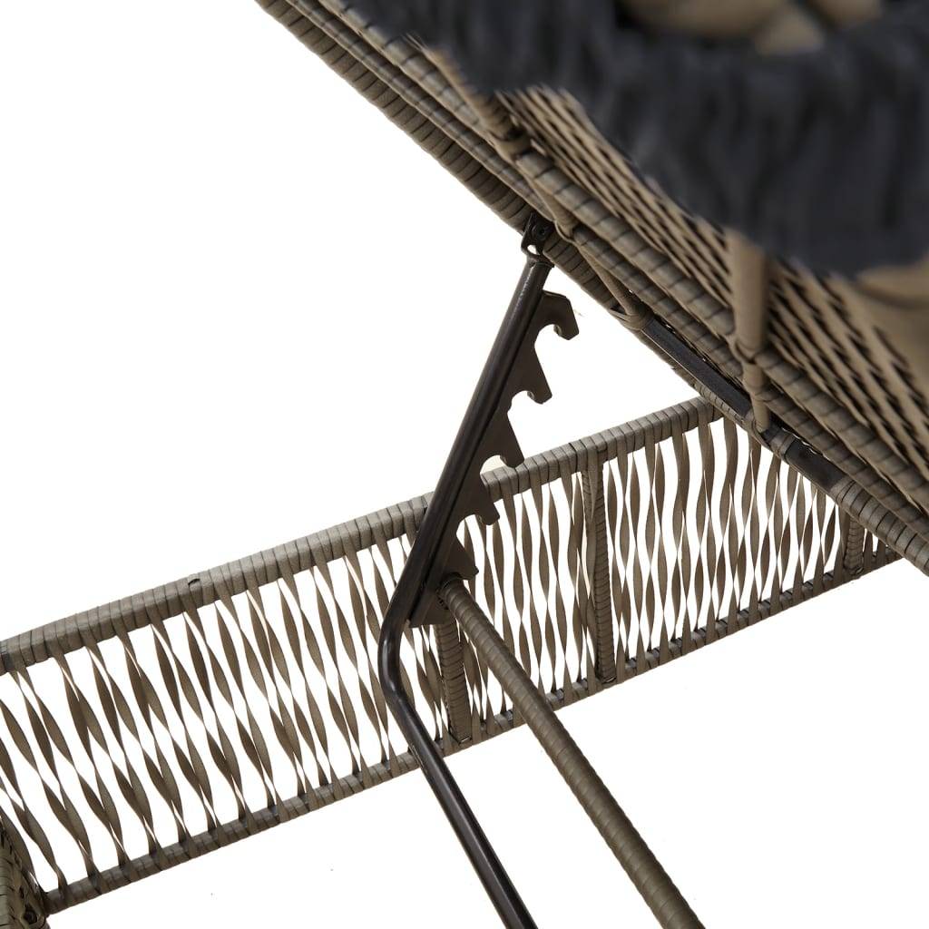 Chaise longue avec table gris résine tressée 198 x 55 x 39/52/65/77/88/96 cm - PANGIVO - Image 7