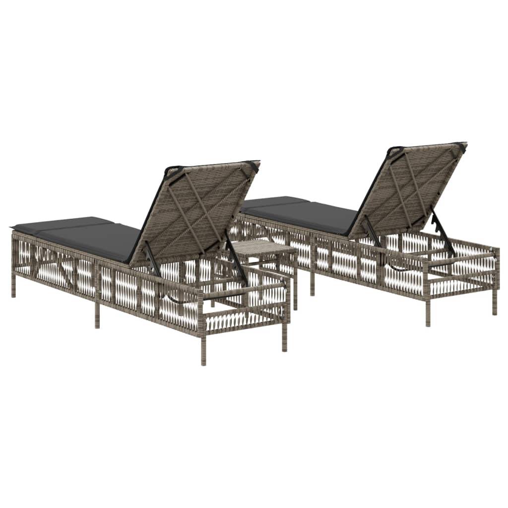 Chaise longue avec table gris résine tressée 198 x 55 x 39/52/65/77/88/96 cm - PANGIVO - Image 5