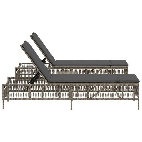 Chaise longue avec table gris résine tressée 198 x 55 x 39/52/65/77/88/96 cm - PANGIVO - Image 4