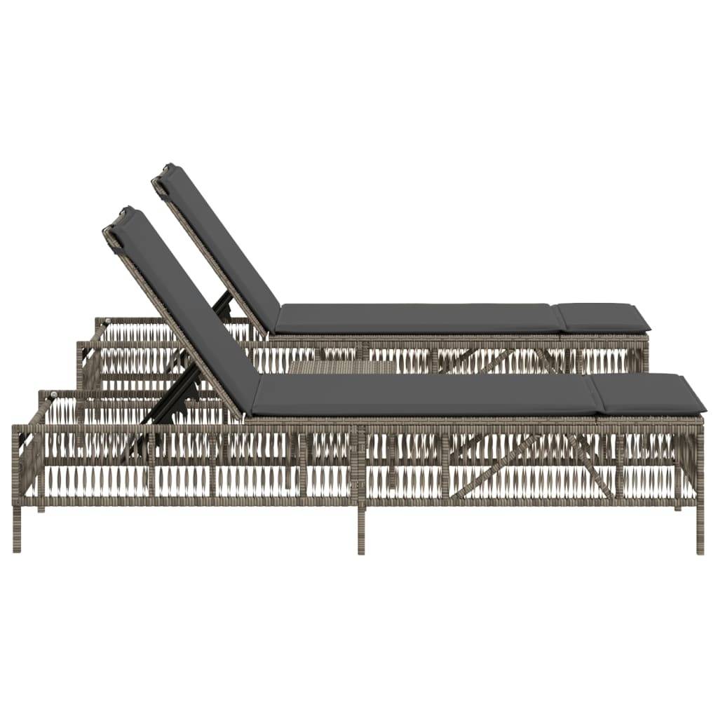 Chaise longue avec table gris résine tressée 198 x 55 x 39/52/65/77/88/96 cm - PANGIVO - Image 4