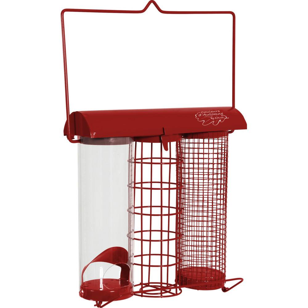 Animallparadise - Mangeoire trio rouge. 20 x 9 x hauteur 22.5 cm, pour oiseaux - Image 2