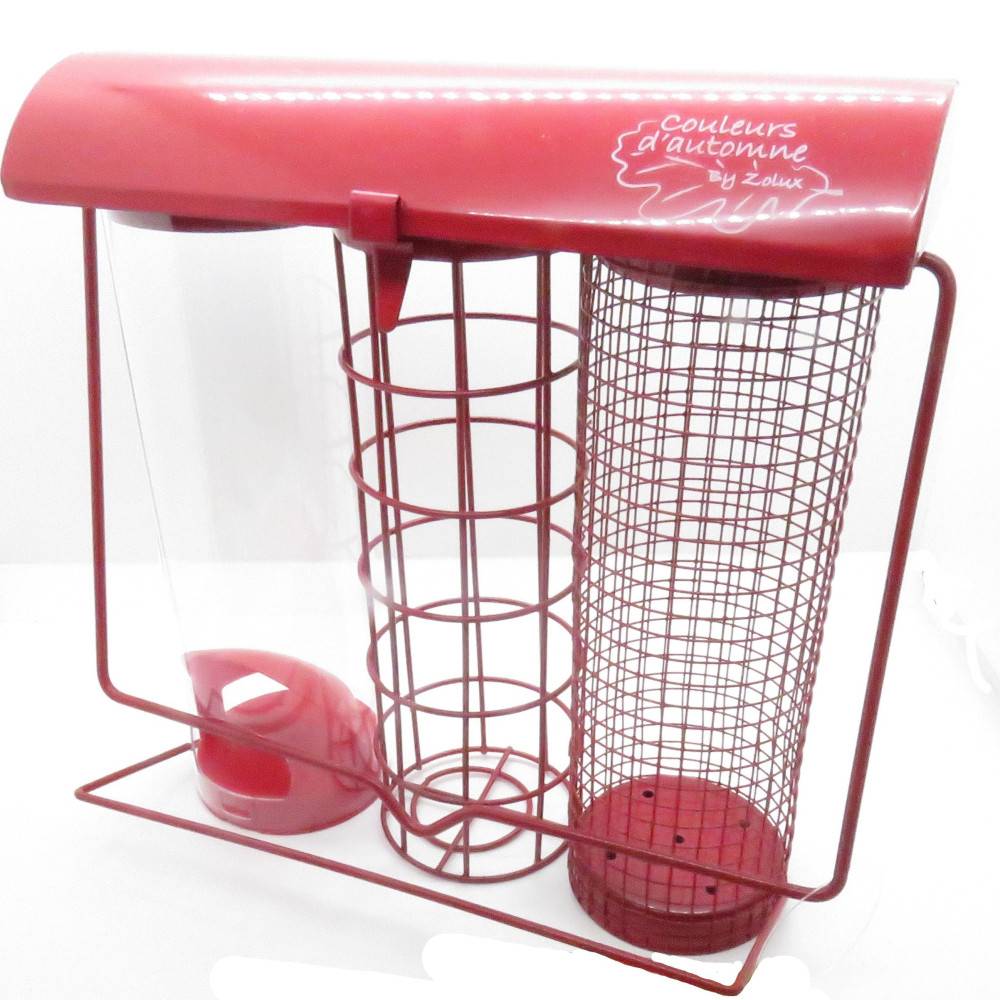 Animallparadise - Mangeoire trio rouge. 20 x 9 x hauteur 22.5 cm, pour oiseaux - Image 1