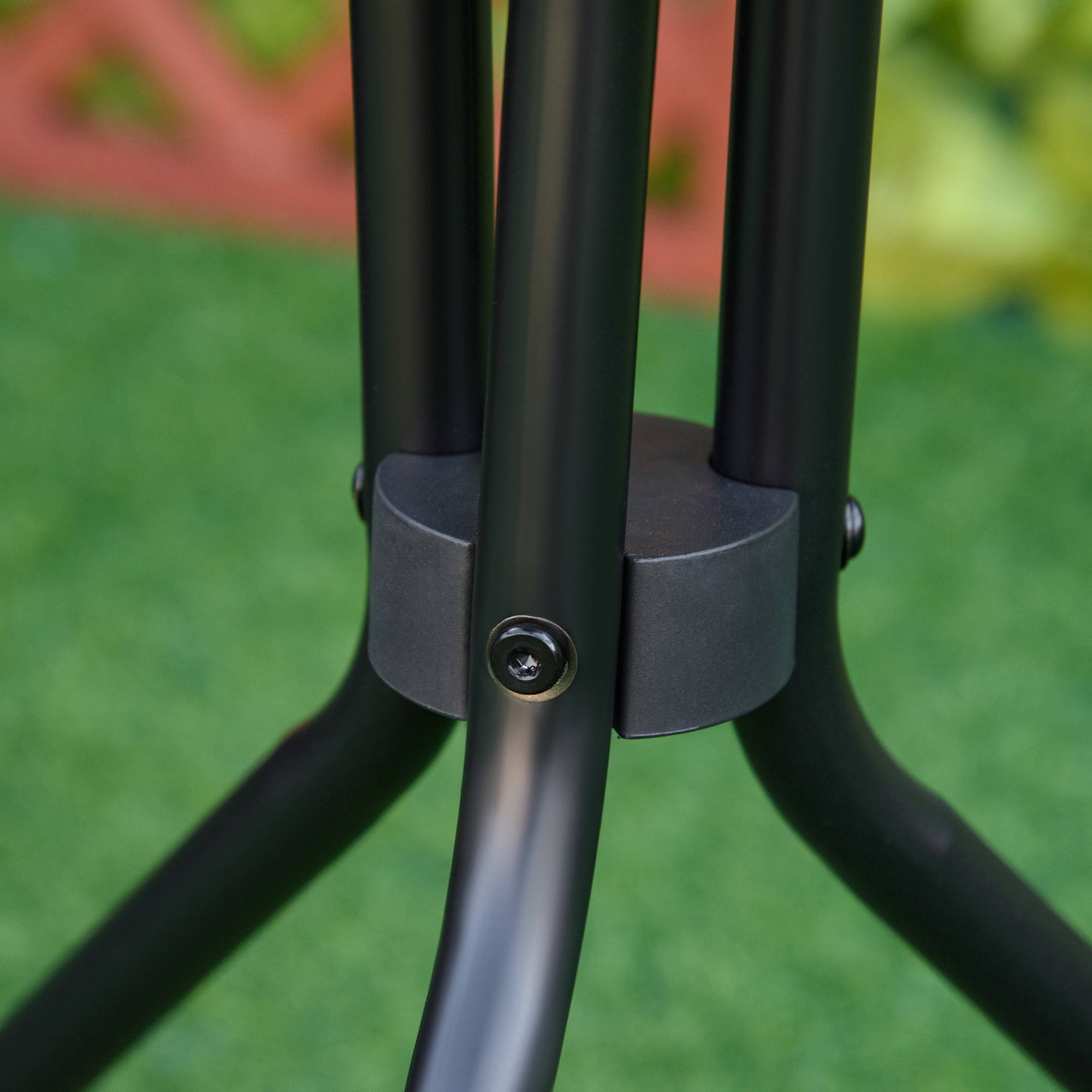 Sans Marque - Table bistro de jardin table basse ronde avec plateau verre trempé métal époxy Ø 50 x 55H cm noir - Image 9