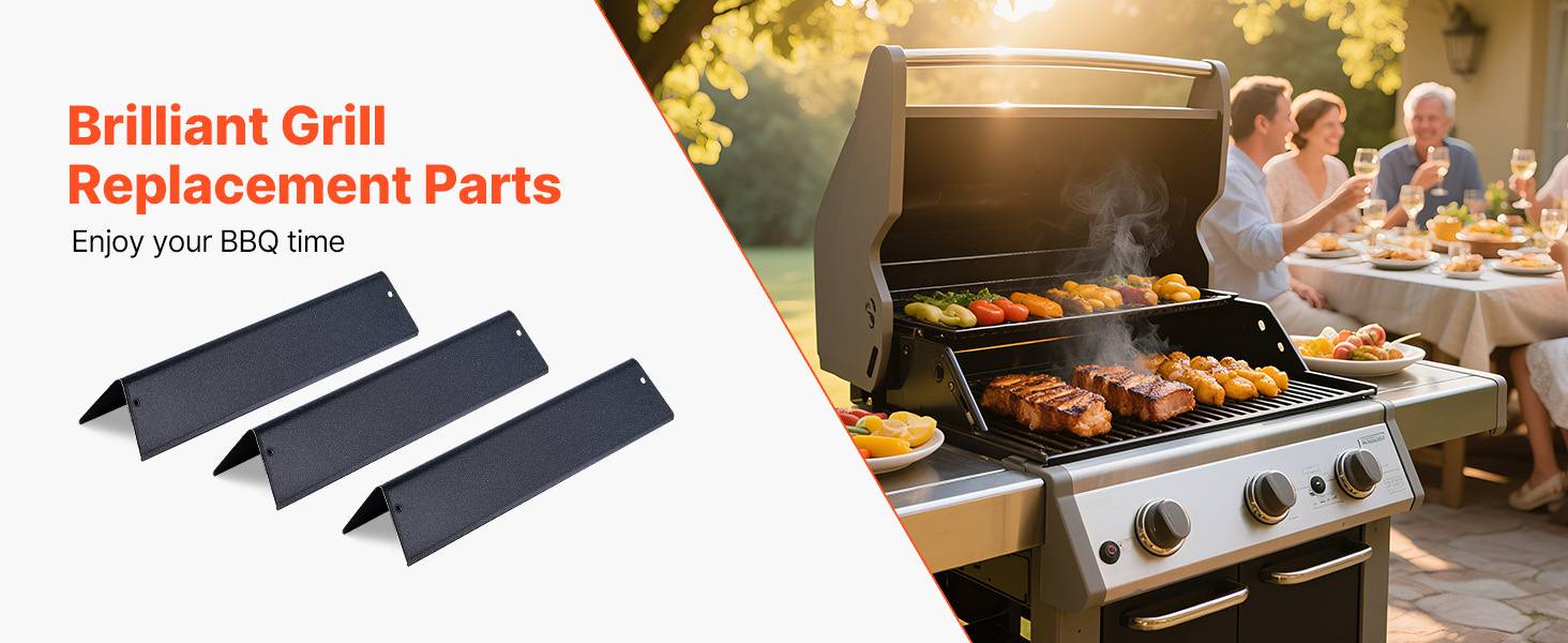 Vevor - VEVOR Barre Cache-brûleur Barbecue 3PCs 39 cm pour Weber Spirit I II Série 200 - Image 9