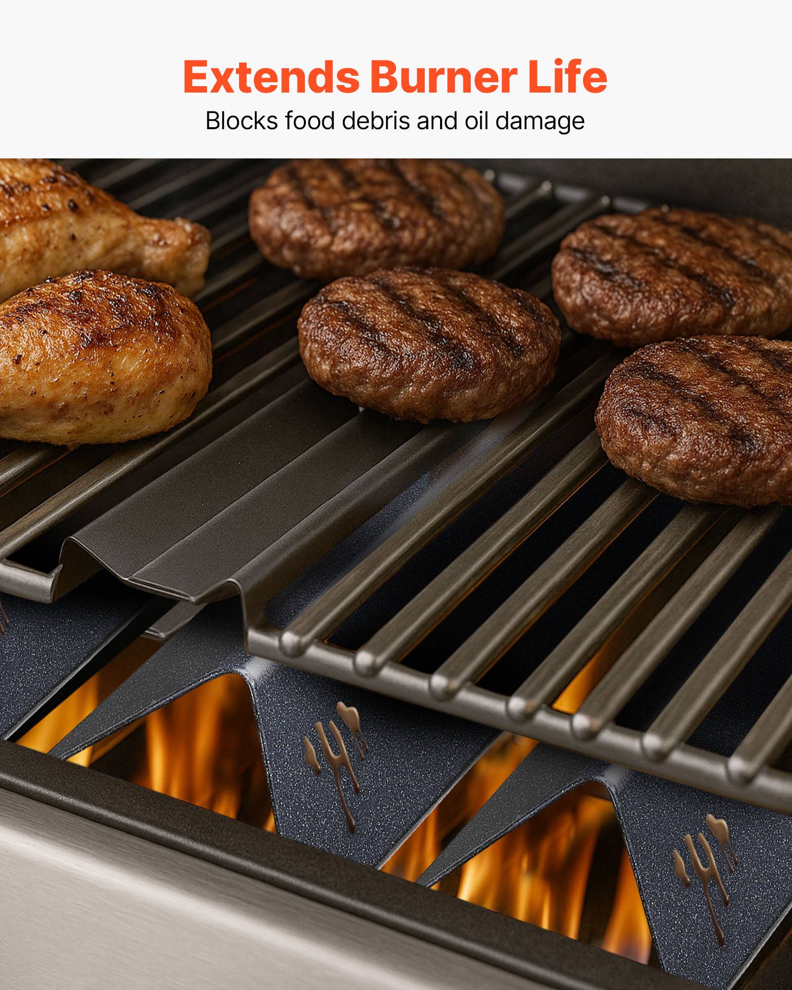 Vevor - VEVOR Barre Cache-brûleur Barbecue 3PCs 39 cm pour Weber Spirit I II Série 200 - Image 6