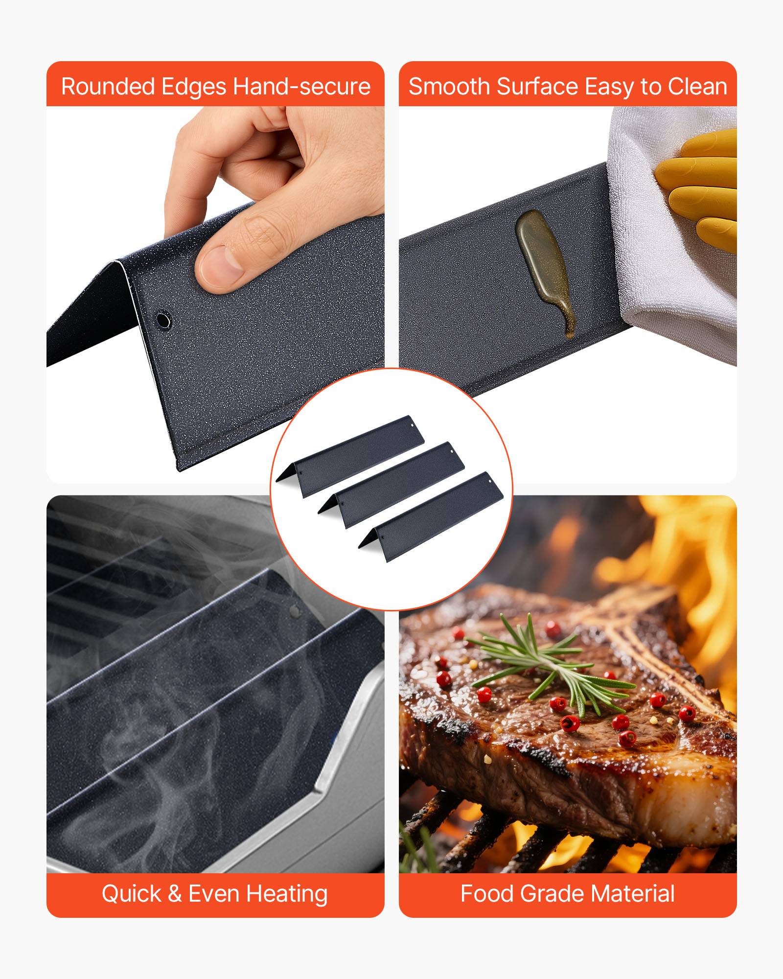 Vevor - VEVOR Barre Cache-brûleur Barbecue 3PCs 39 cm pour Weber Spirit I II Série 200 - Image 5