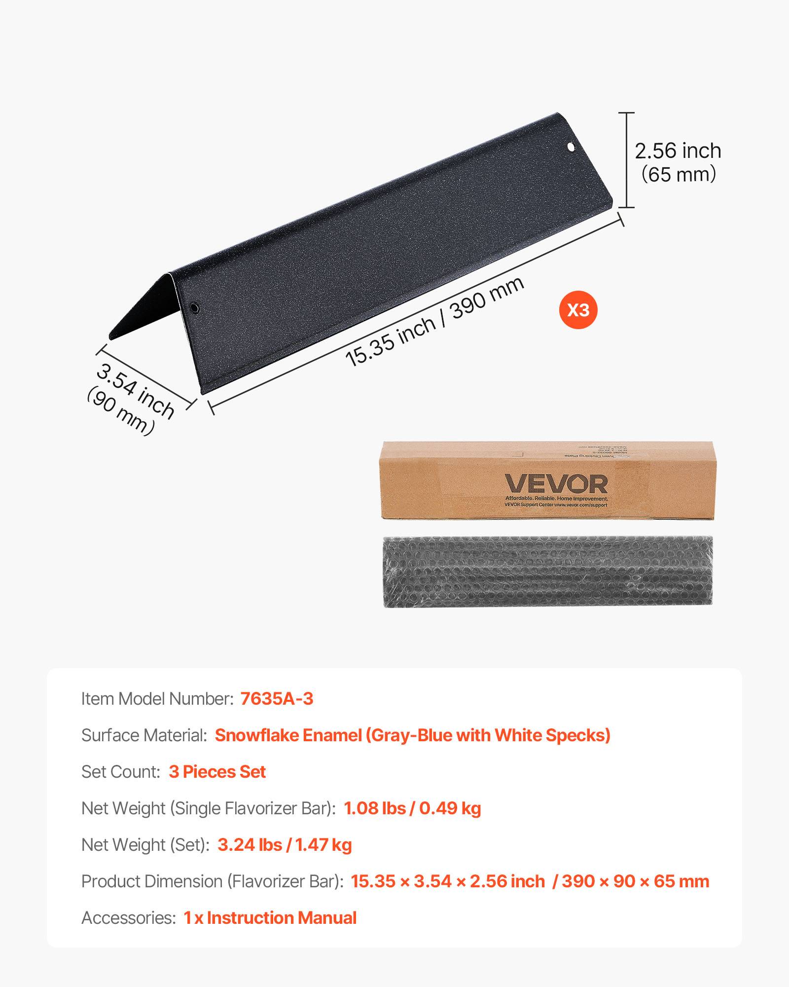Vevor - VEVOR Barre Cache-brûleur Barbecue 3PCs 39 cm pour Weber Spirit I II Série 200 - Image 2