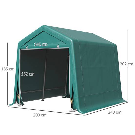 Tente de jardin extérieure de 2,4 x 2 x 2 m, abri de jardin avec 2 portes zippées, imperméable, résistante aux UV, verte - Image 4