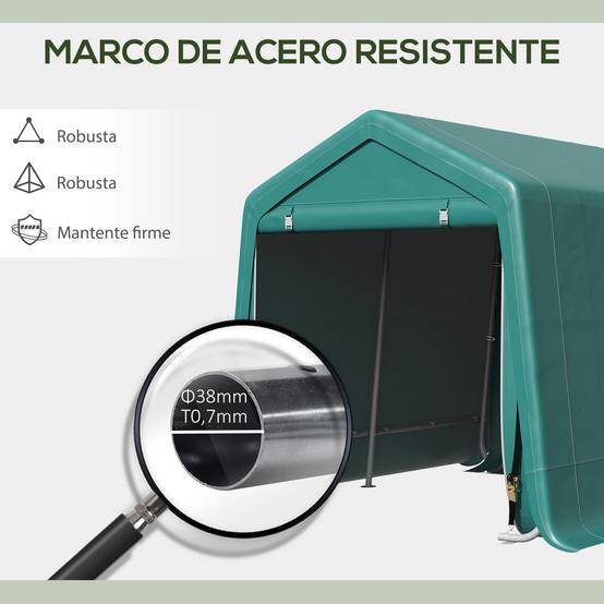 Tente de jardin extérieure de 2,4 x 2 x 2 m, abri de jardin avec 2 portes zippées, imperméable, résistante aux UV, verte - Image 5