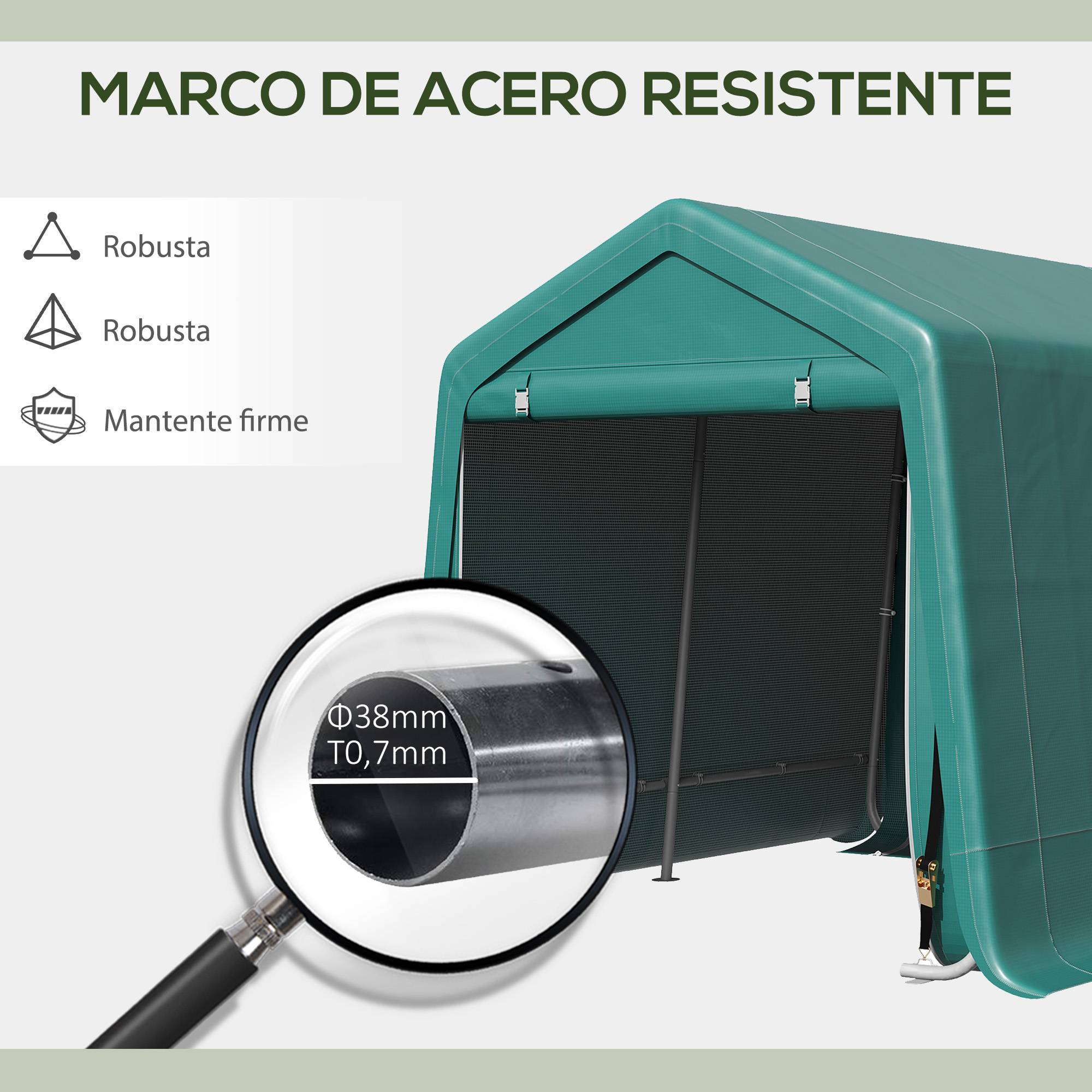 Tente de jardin extérieure de 2,4 x 2 x 2 m, abri de jardin avec 2 portes zippées, imperméable, résistante aux UV, verte - Image 5