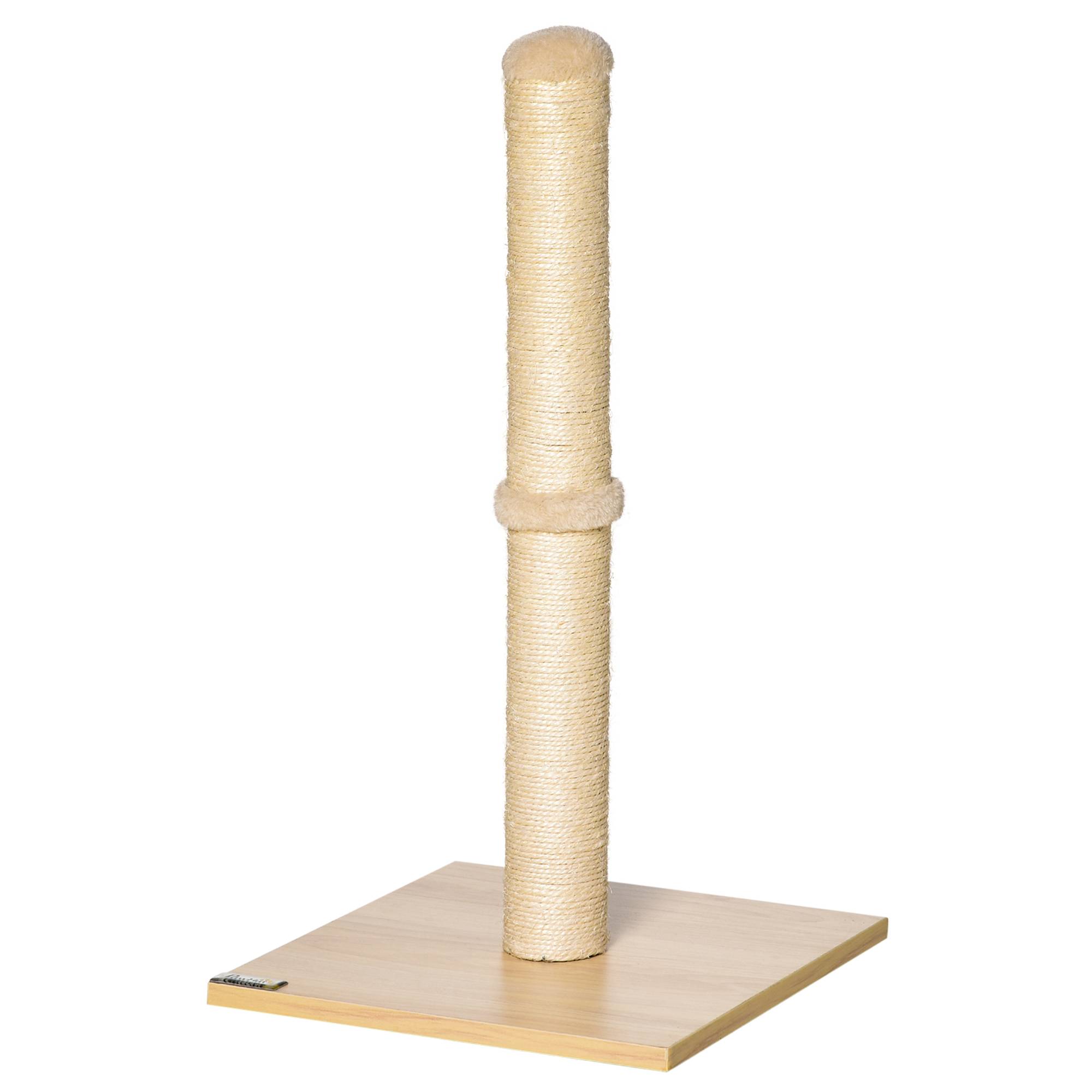 Griffoir pour chat avec poteau en sisal de 60 cm de haut et base en aggloméré, beige - Image 2