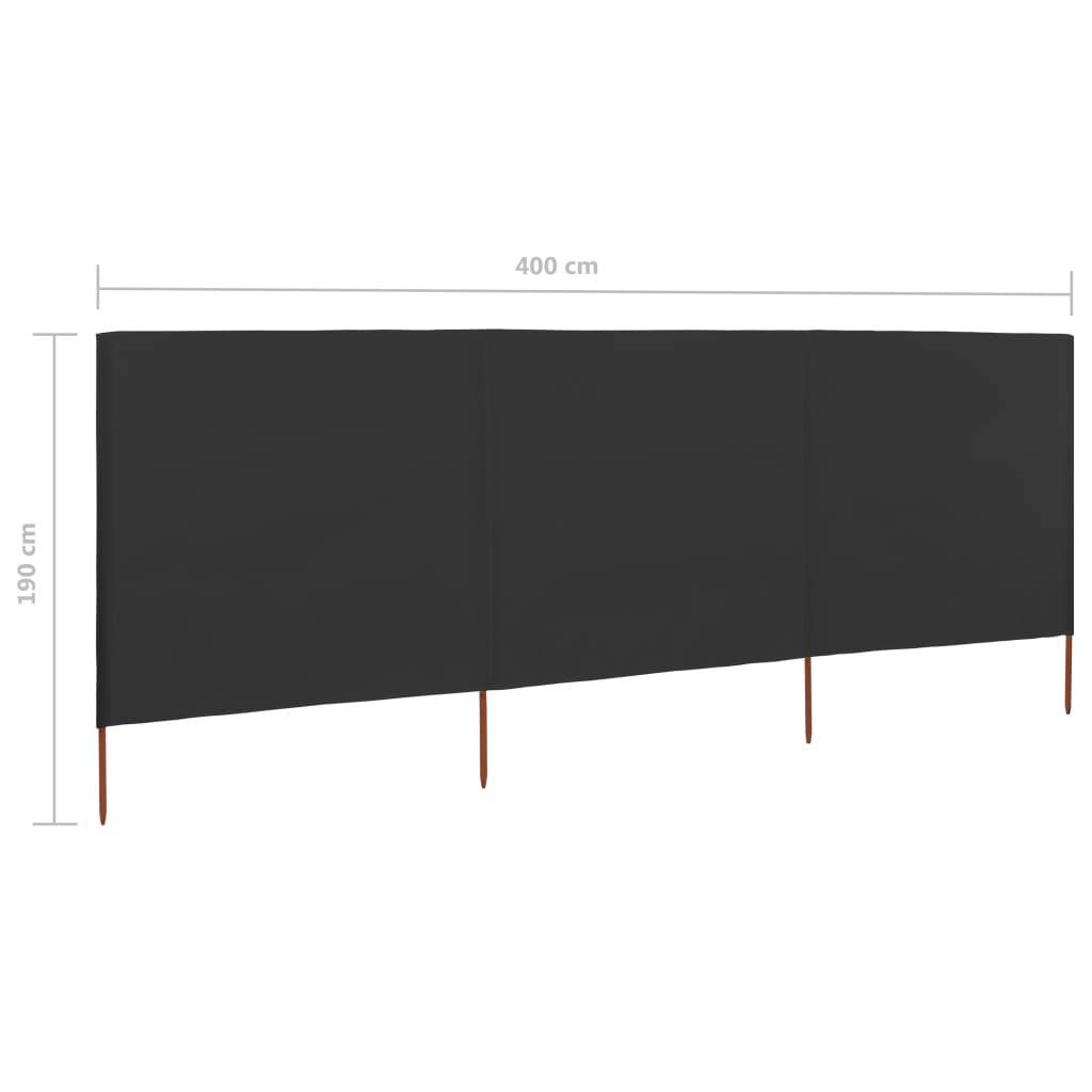 Helloshop26 - Brises-vue paravent 3 panneau x tissu 400 x 160 cm anthracite - Image 6