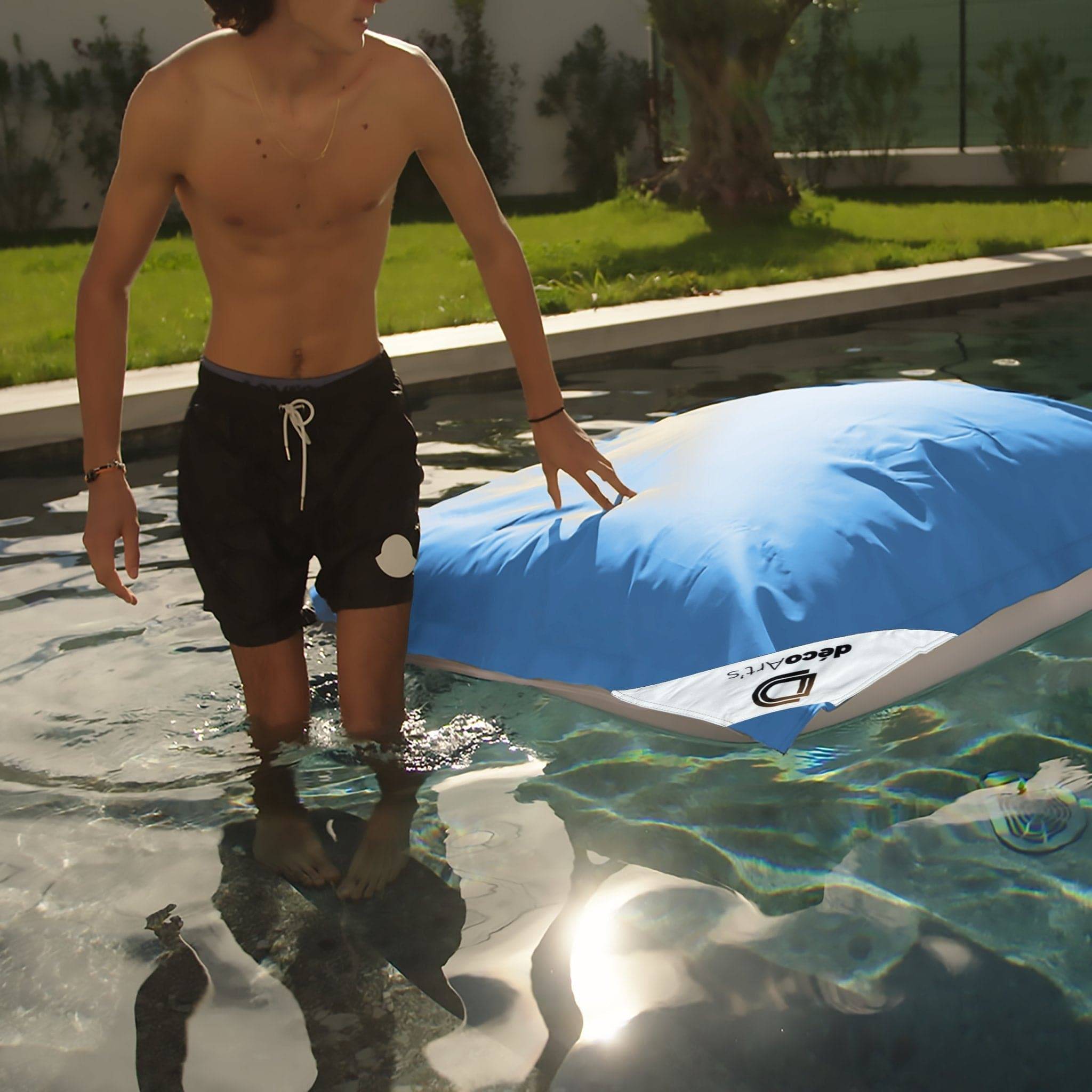 Pouf Géant XXL Déhoussable, Flottant pour Piscine, Bleu Pétrole - Déco arts - Image 5