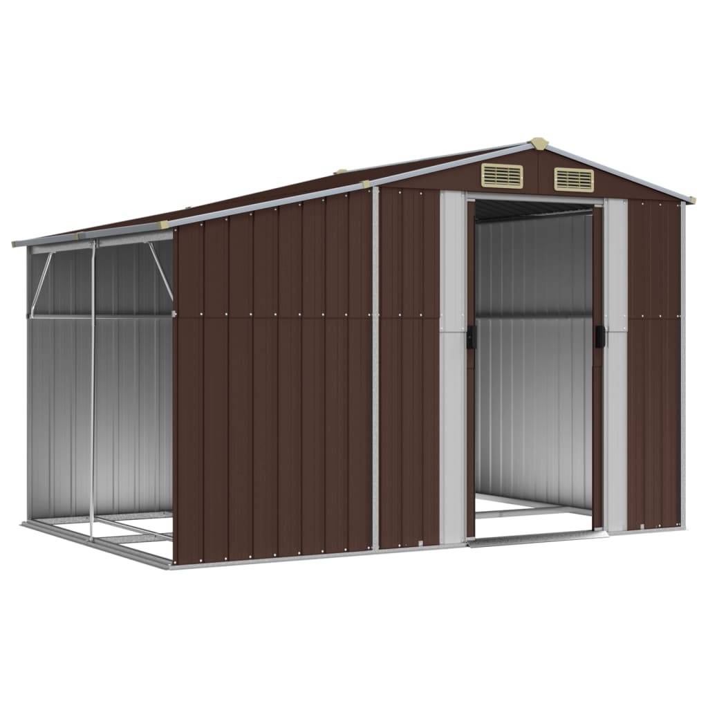Helloshop26 - Abri de jardin cabane cabanon maison de stockage remise extérieur hangar outils robuste 277 x 192,5 x 179 cm acier galvanisé marron - Image 2