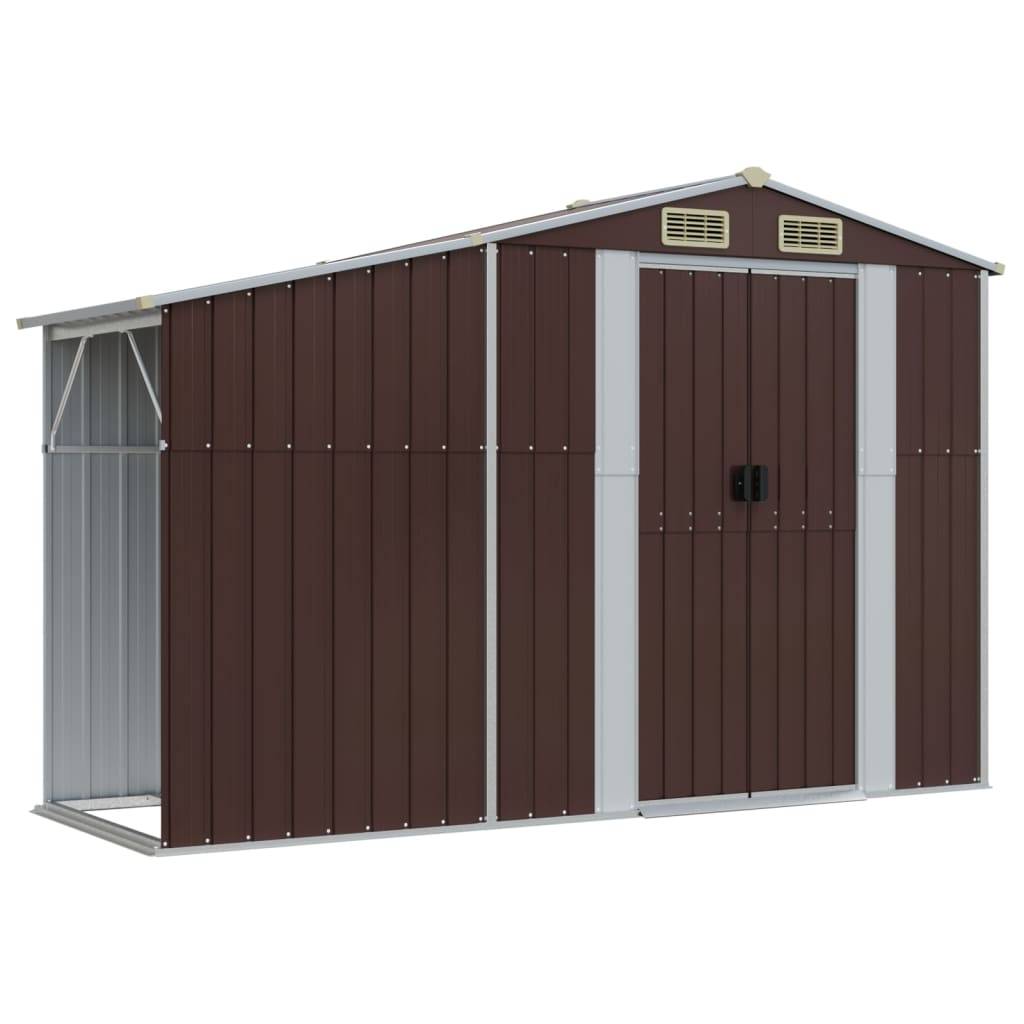 Helloshop26 - Abri de jardin cabane cabanon maison de stockage remise extérieur hangar outils robuste 277 x 192,5 x 179 cm acier galvanisé marron - Image 6