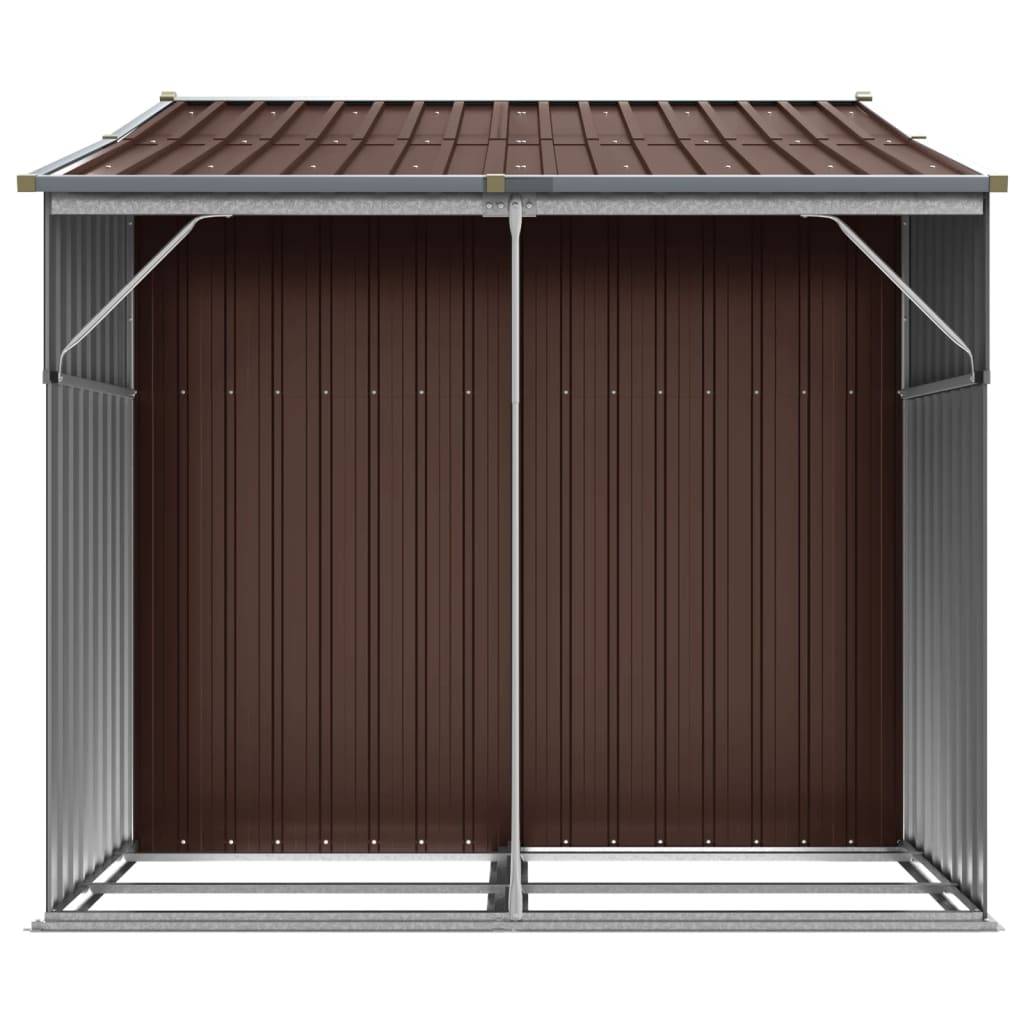 Helloshop26 - Abri de jardin cabane cabanon maison de stockage remise extérieur hangar outils robuste 277 x 192,5 x 179 cm acier galvanisé marron - Image 5