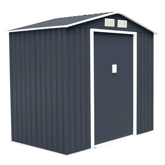 Abri de jardin en métal 213 x 127 x 185 cm facile à assembler et ventilé style moderne en tôle galvanisée gris - Image 1