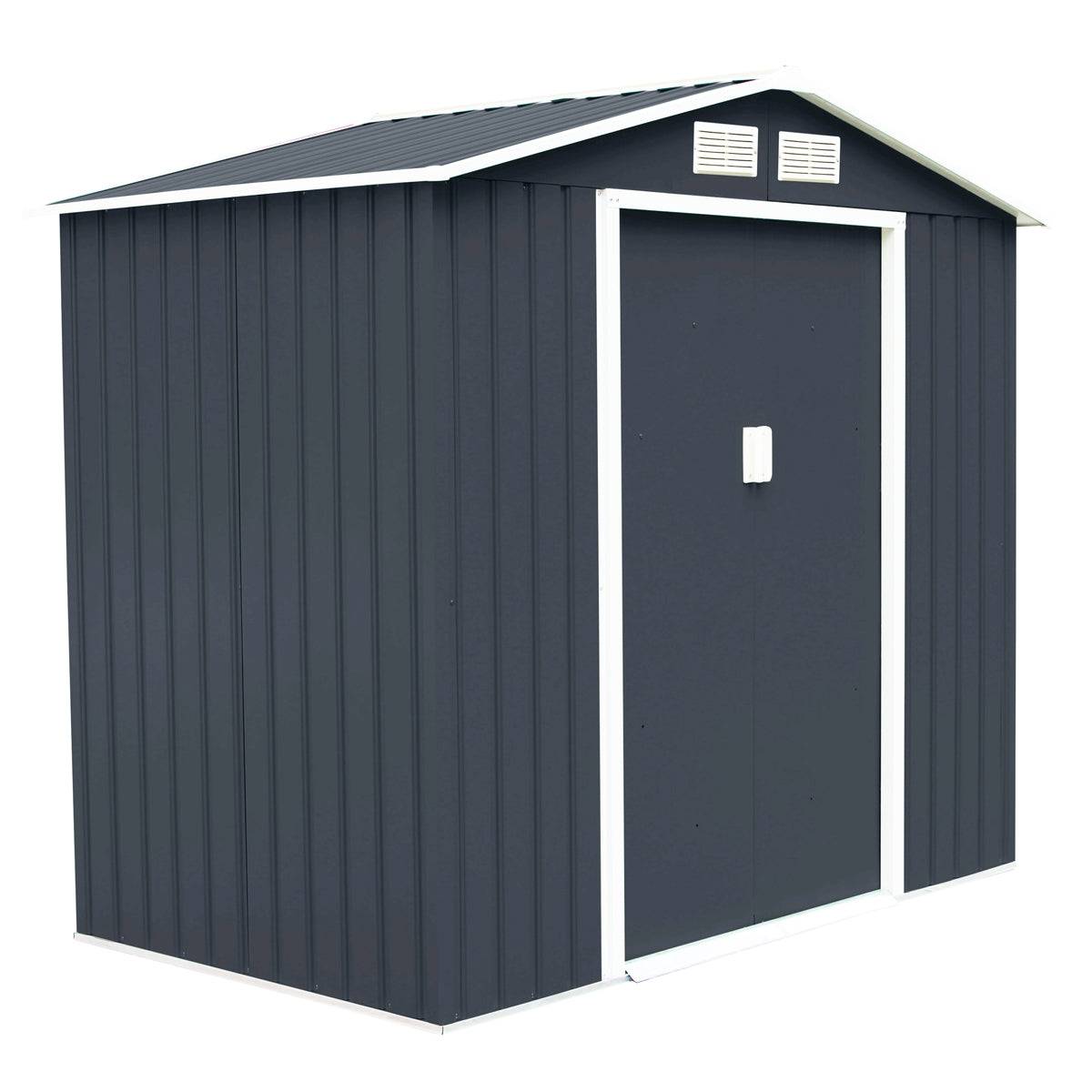 Abri de jardin en métal 213 x 127 x 185 cm facile à assembler et ventilé style moderne en tôle galvanisée gris - Image 1