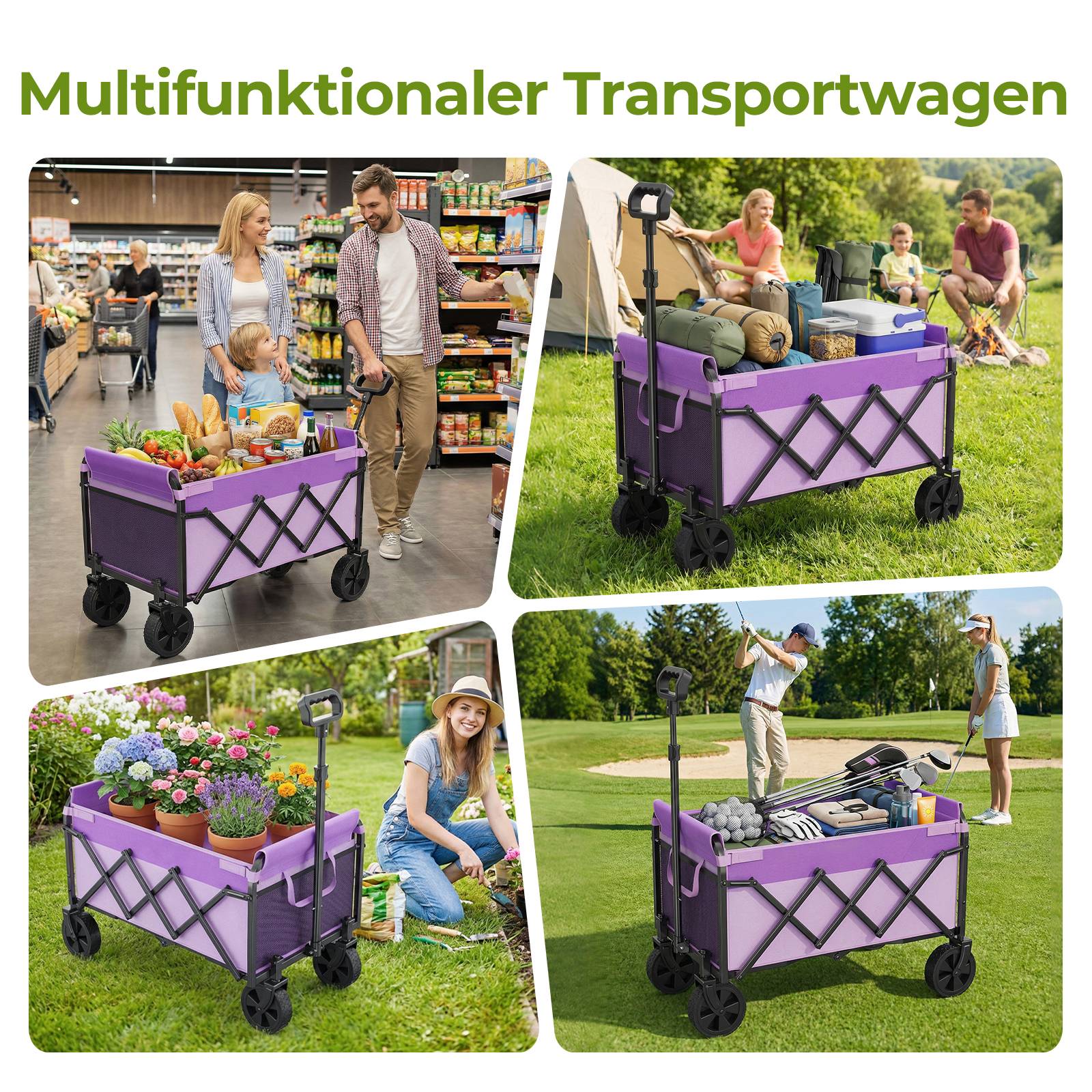 ComfortXL - Chariot pliable pour chien tissu et métal jardin camping transport 74 x 46 x 66,5 cm violet - ComfortXL Outdoor Living - Image 2