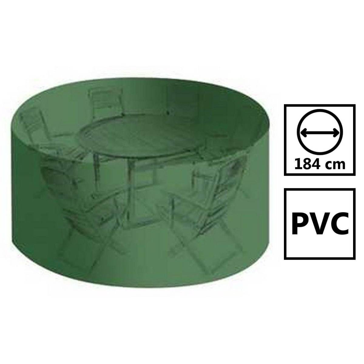 Housse salon de jardin pvc ronde 184 x 120 cm avec oeillets couleur Verte - Image 2