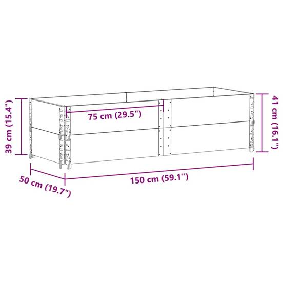 Carré Potager Bois de Pin Massif Jardin Balcon Modulable et Empilable 150x50x41 cm Bois Naturel - ComfortXL Outdoor Living - Image 8