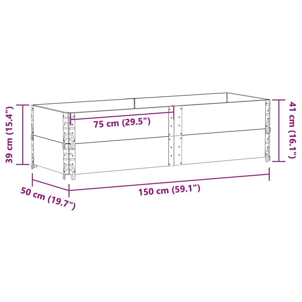 Carré Potager Bois de Pin Massif Jardin Balcon Modulable et Empilable 150x50x41 cm Bois Naturel - ComfortXL Outdoor Living - Image 8