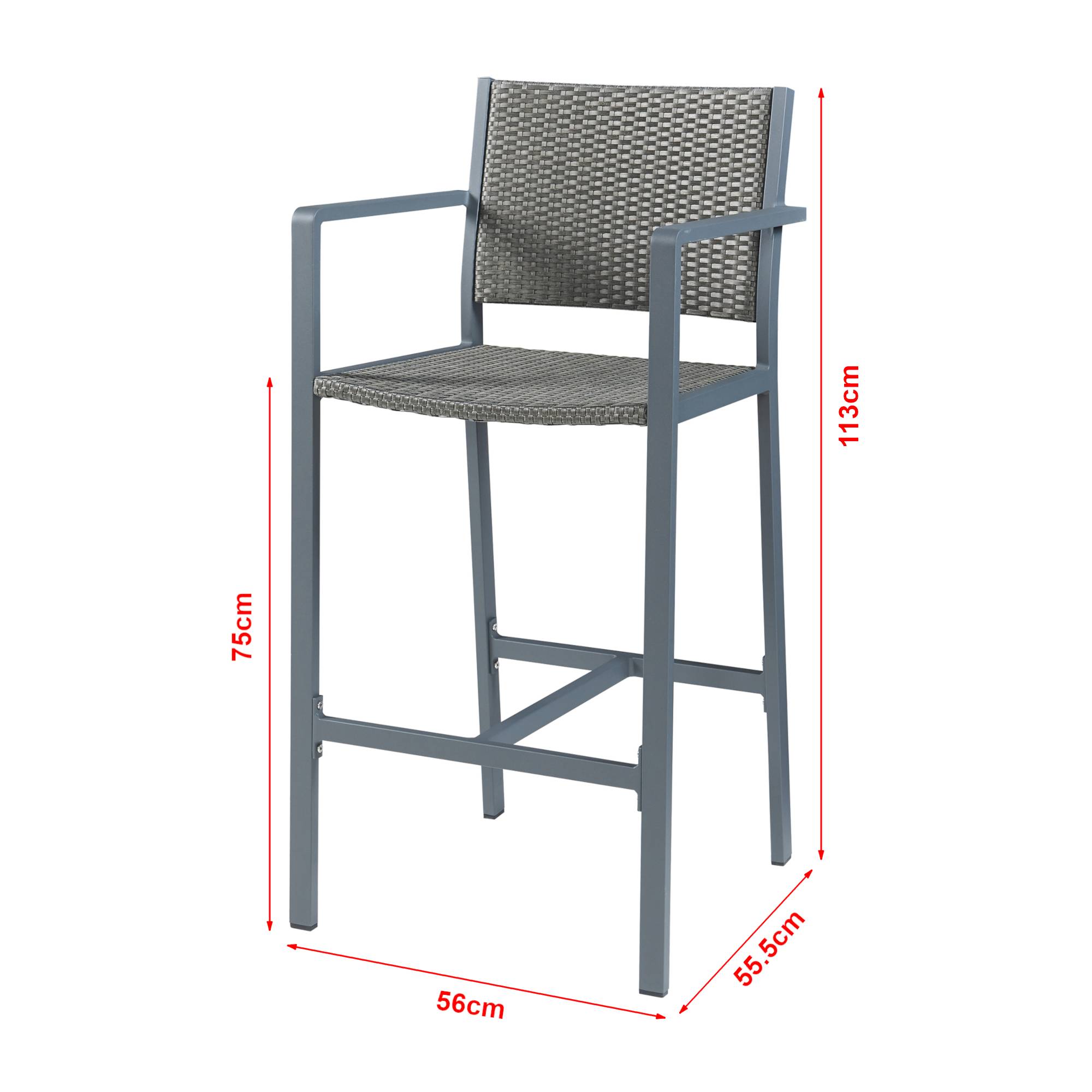 Casa.Pro - Lot de 2 tabourets de bar pour extérieur Avise hauteur d'assise 75 cm anthracite gris foncé casa.pro - Image 5