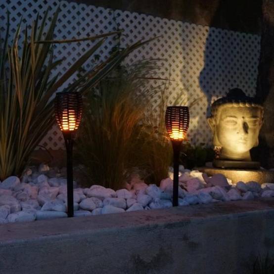 Lot de 2 mini torches solaires Maity Sun - LUMI JARDIN - LED - H 70 cm - Blanc chaud - Image 2