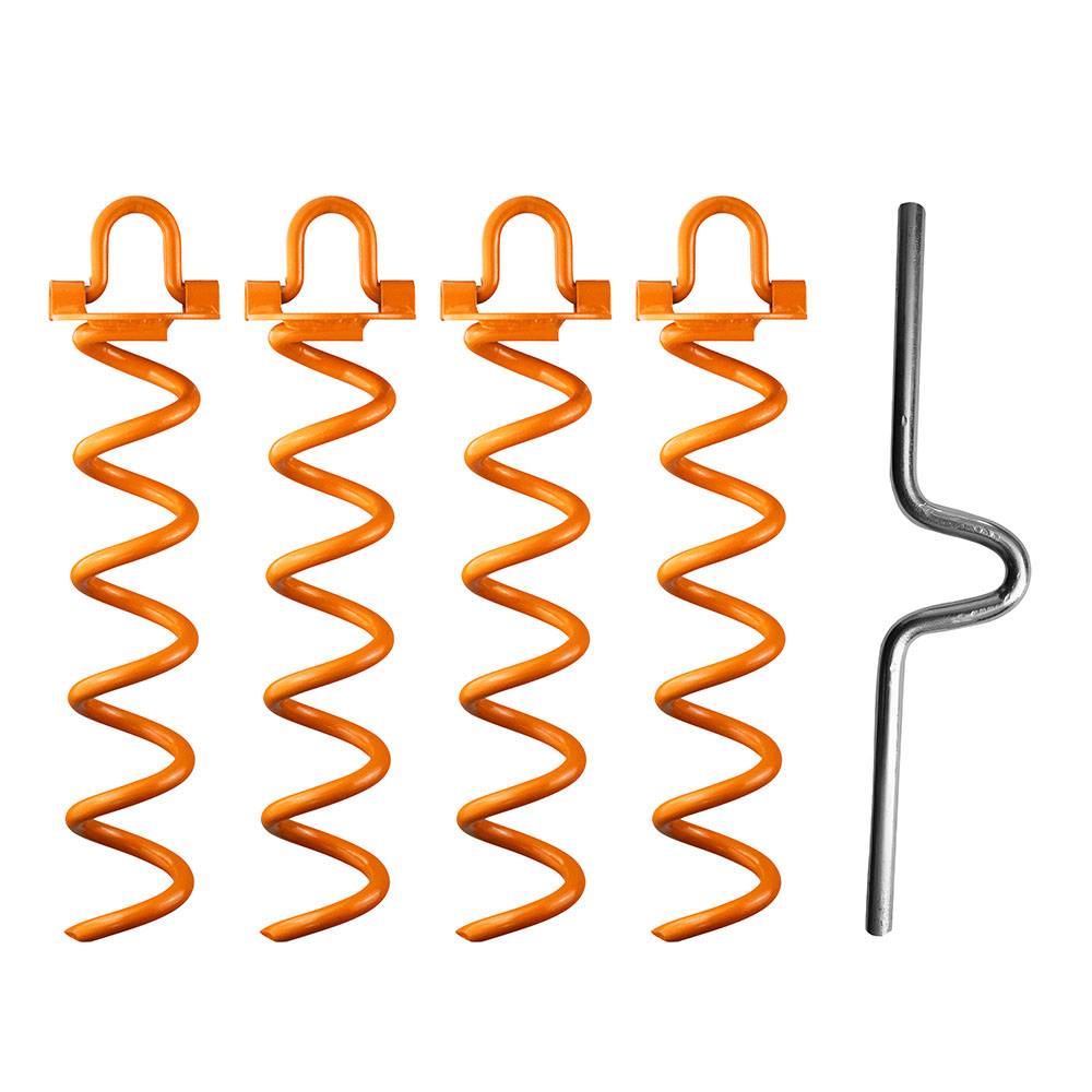4pcs Piquet de Tente, Sardines de Fixation Lourd Ancrage de Terre Métallique, 51cm Lame Spirale Vissée dans Trampolines Kit pour Balançoire/Camping/Ch | Leroy Merlin