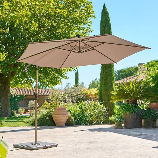 Hesperide - Parasol déporté rond Manoa 3m café Hespéride - Image 1