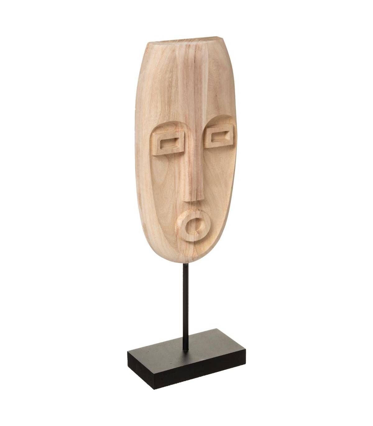 Objet décoratif Sculpture Masque Safari  en Bois Naturel H 47 cm - Image 1