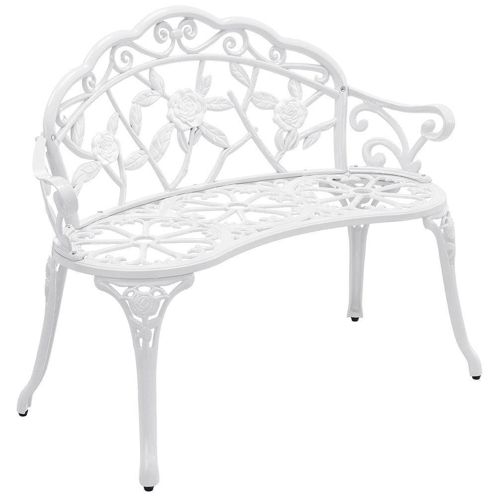 Helloshop26 - Banc chaise siège de jardin fonte résistant aux intempéries 100 cm blanc - Image 1