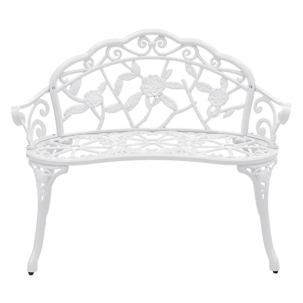 Helloshop26 - Banc chaise siège de jardin fonte résistant aux intempéries 100 cm blanc - Image 3