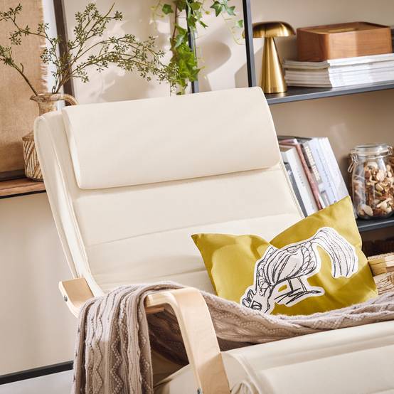 SoBuy Fauteuil à Bascule Relax avec Repose-Pieds et Appui-Tête Réglables, Chaise Berçante Confortable, Couleur Beige, Modèle FST16-W - Image 4