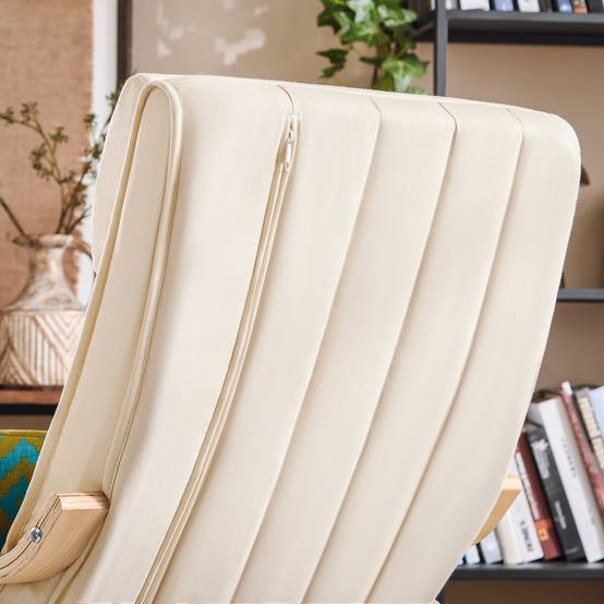 SoBuy Fauteuil à Bascule Relax avec Repose-Pieds et Appui-Tête Réglables, Chaise Berçante Confortable, Couleur Beige, Modèle FST16-W - Image 8