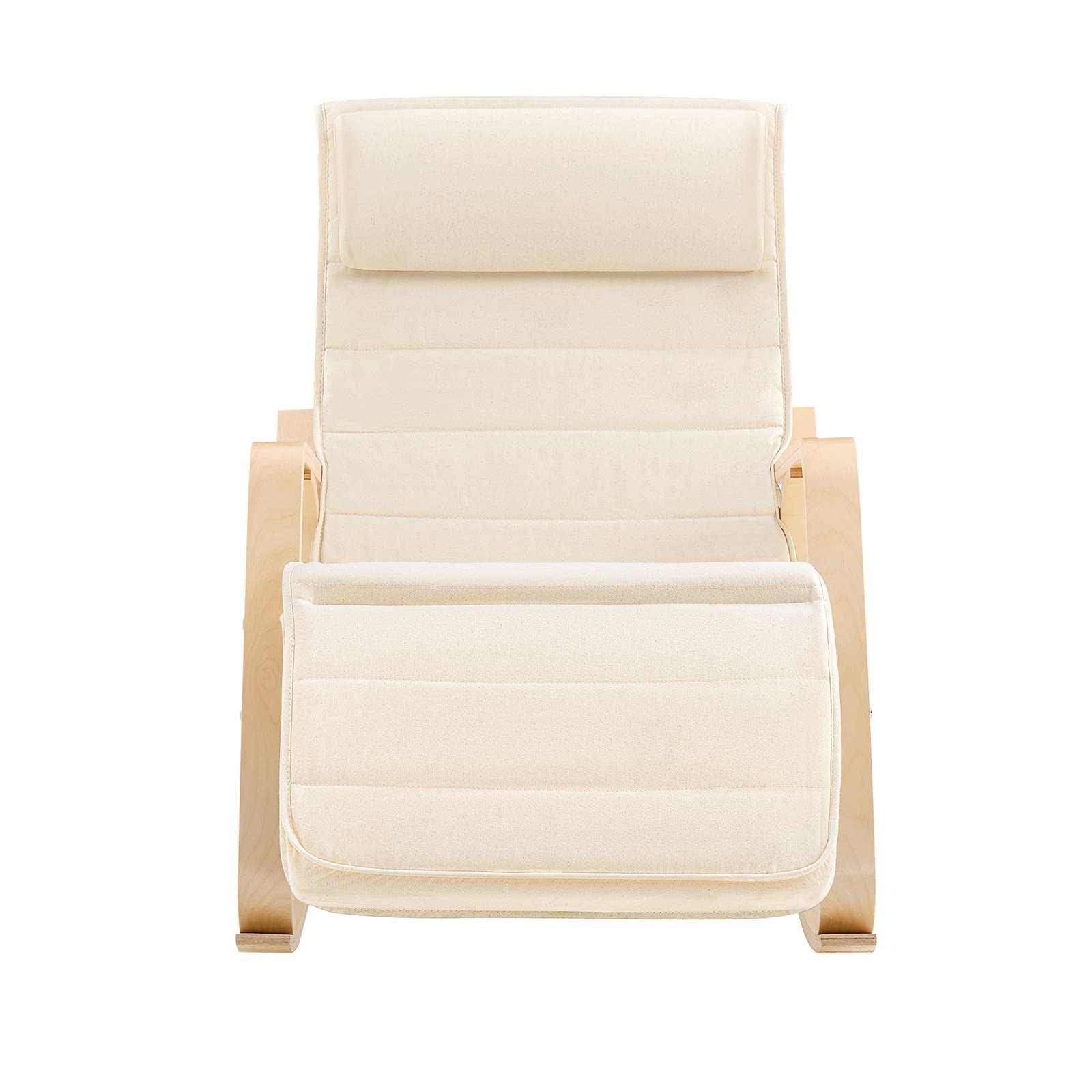 SoBuy Fauteuil à Bascule Relax avec Repose-Pieds et Appui-Tête Réglables, Chaise Berçante Confortable, Couleur Beige, Modèle FST16-W - Image 1