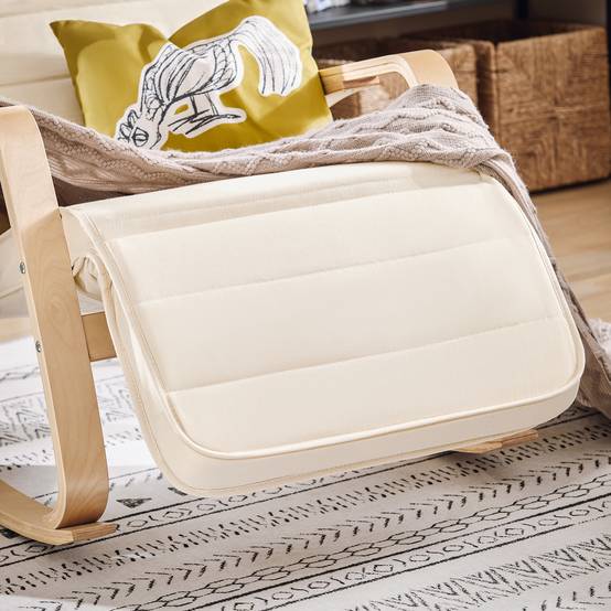 SoBuy Fauteuil à Bascule Relax avec Repose-Pieds et Appui-Tête Réglables, Chaise Berçante Confortable, Couleur Beige, Modèle FST16-W - Image 5