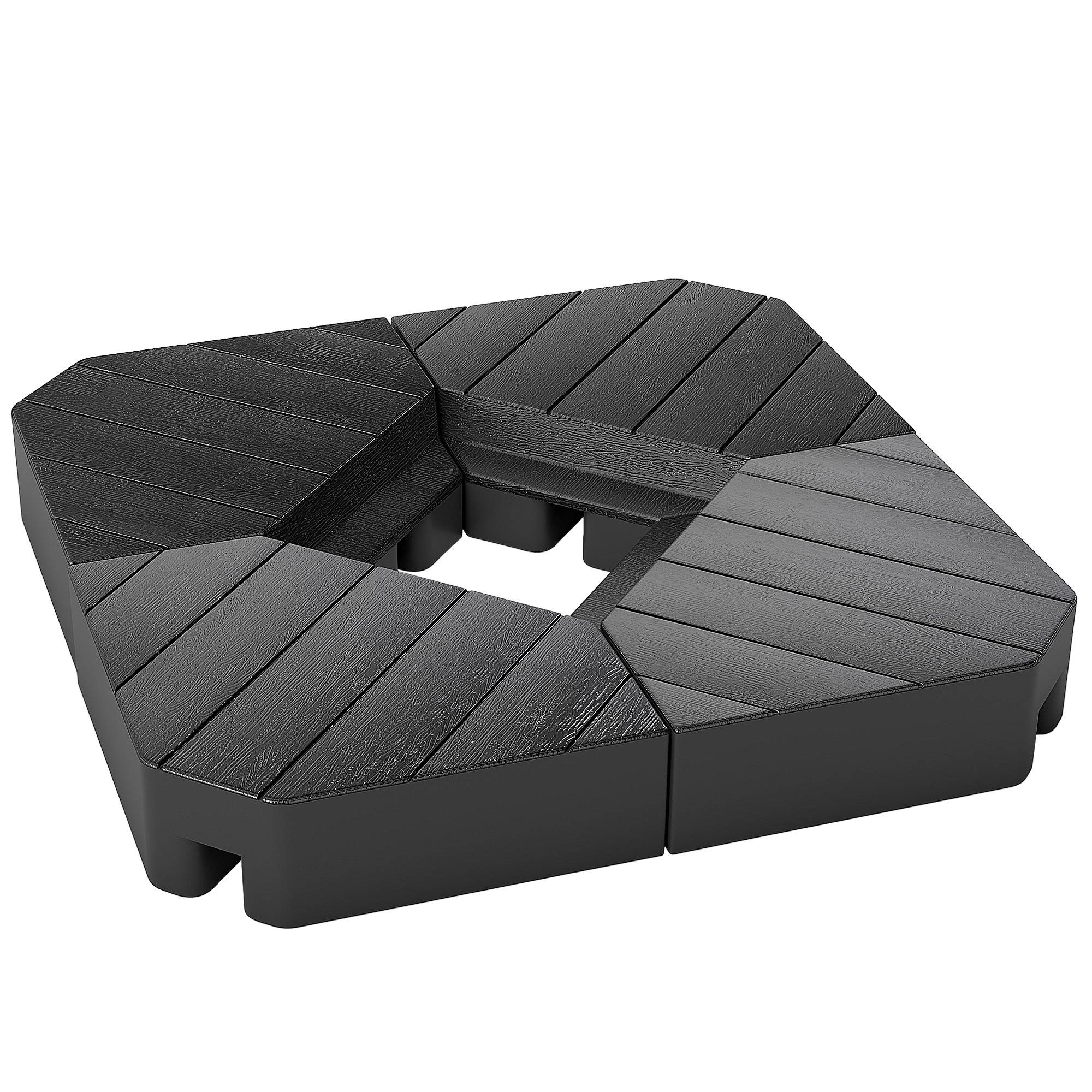 Ensemble de 4 dalles de base pour parasols, remplissables d'eau ou de sable jusqu'à 80 kg, noires - Image 2