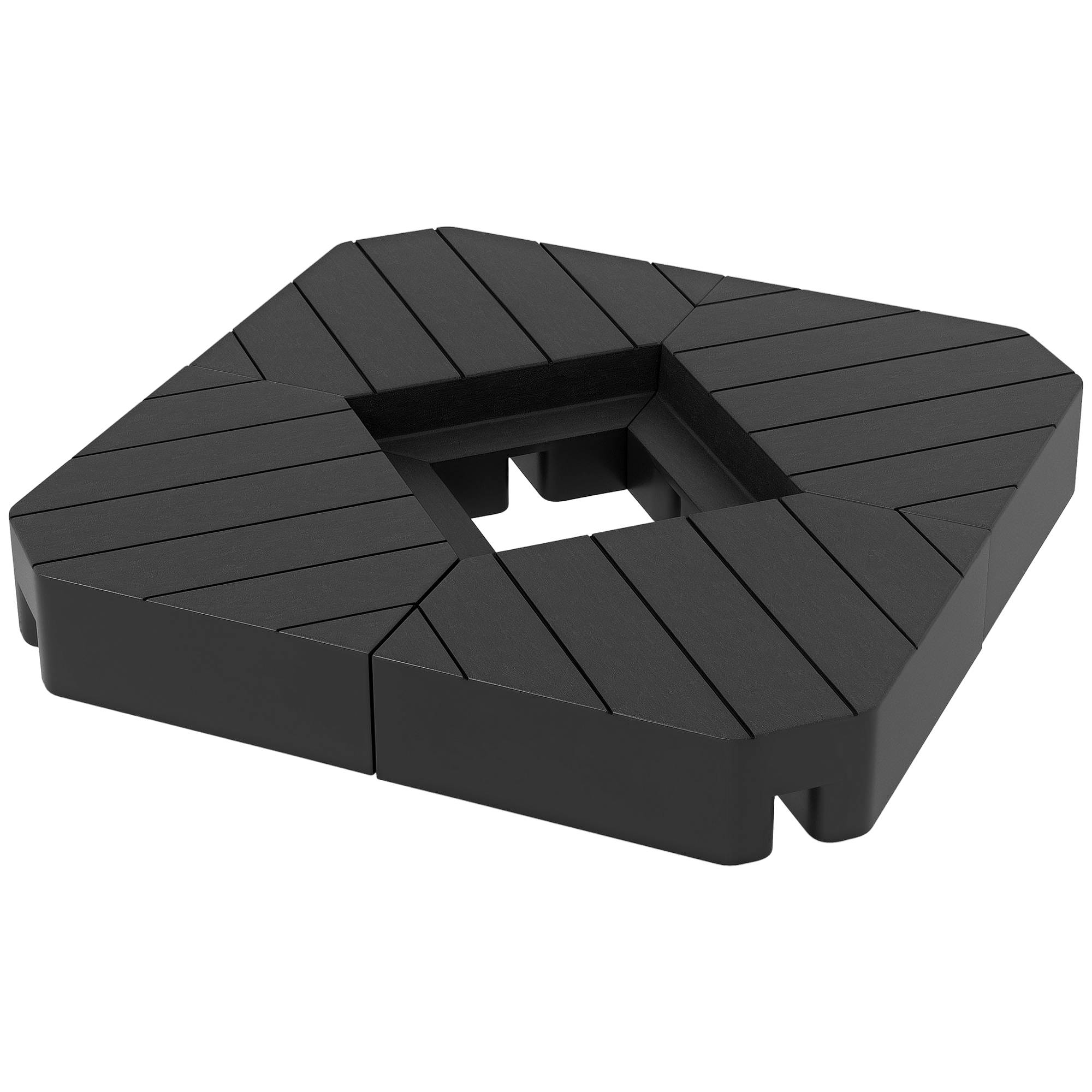 Ensemble de 4 dalles de base pour parasols, remplissables d'eau ou de sable jusqu'à 80 kg, noires - Image 1
