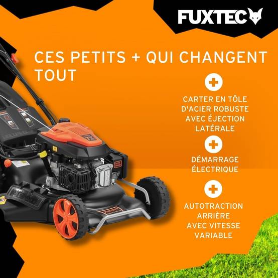 FUXTEC - Tondeuse thermique autotractée FUXTEC FX-RM5396ESPRO – 53 cm, 6 CV, 196 cm³, bac 70 L, démarrage électrique, vitesse réglable - FUXTEC - Image 4
