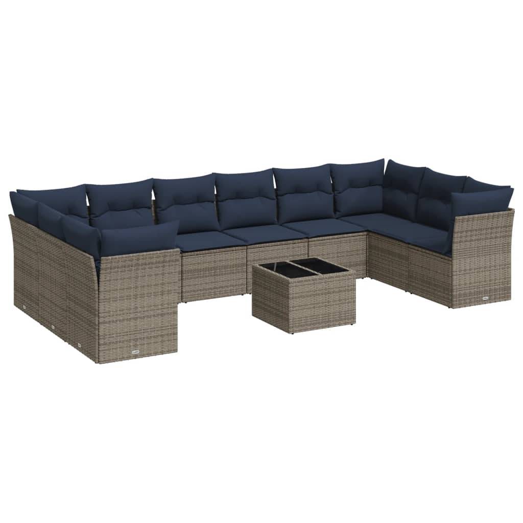 Vidaxl - Salon de jardin 11 pcs avec coussins gris résine tressée vidaXL 3218211 - Image 2