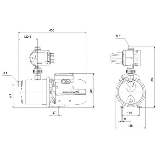 Pompe a eau Grundfos JP447 PM START autoamorçante jusqu'à 4,8 m3/h monophasé 220V - Image 3